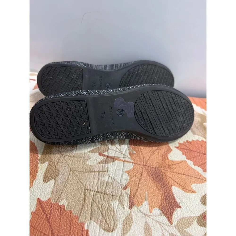 Rothy’s The Flat Grey Stripe Round Toe Slip-on Ballet Flats  Women's Size 7.5